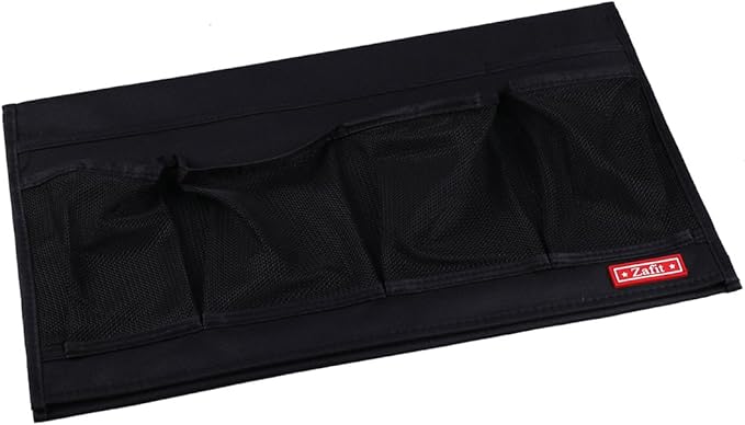 Bedside Storage Organizer - 6 Pockets, Table Cabinet Caddy for Remotes, Phone, Glasses (Black)