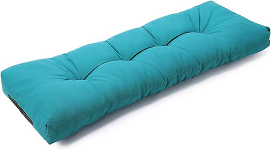 SUNROX LokGrip Non Slip Tufted Memory Foam Bench Cushion, FadeShield Water Resistant Durable Thicken Outdoor/Indoor Bench Seat Pads 59x16x4 inch, Turquoise