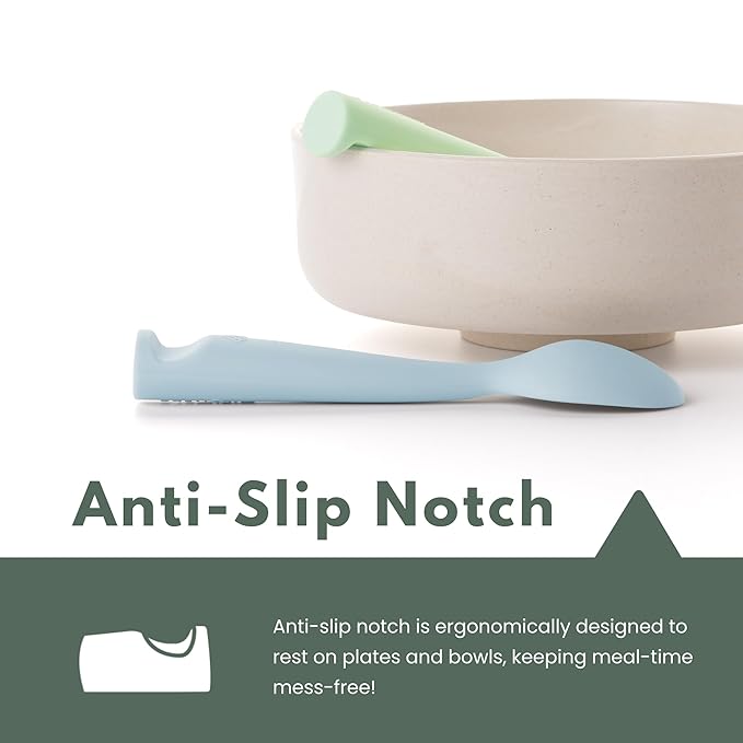 Miniware Silicone Baby Spoon for Training - BPA Free Baby Utensils - Baby Spoons Self Feeding 6 Months | 100% Food Grade Silicone - Modern & Dishwasher Safe Toddler Spoons (Aqua and Key Lime)