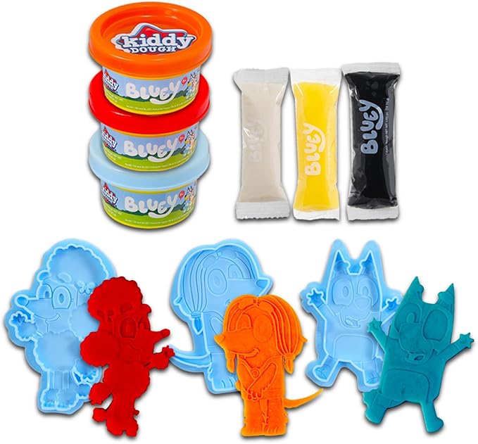 Bluey Dough Super Set - Bundle with Bluey Dough Tubs, Dough Sticks, Character Molds for Boys, Girls Plus Stickers | Bluey Sensory Dough Variety Pack for Kids