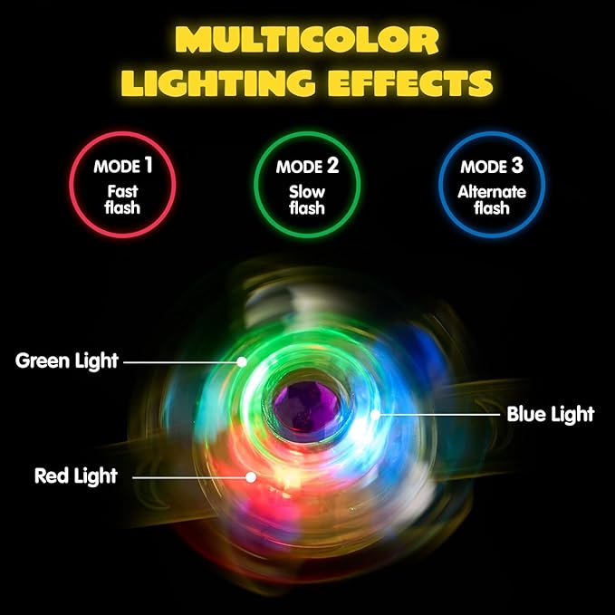 JOYIN 12 Pack LED Light Up Spinner Bracelets, Glow in The Dark Fidget Party Favors for Kids, Birthday Goodie Bags Stuffers, Treasure Box Toys for Classroom