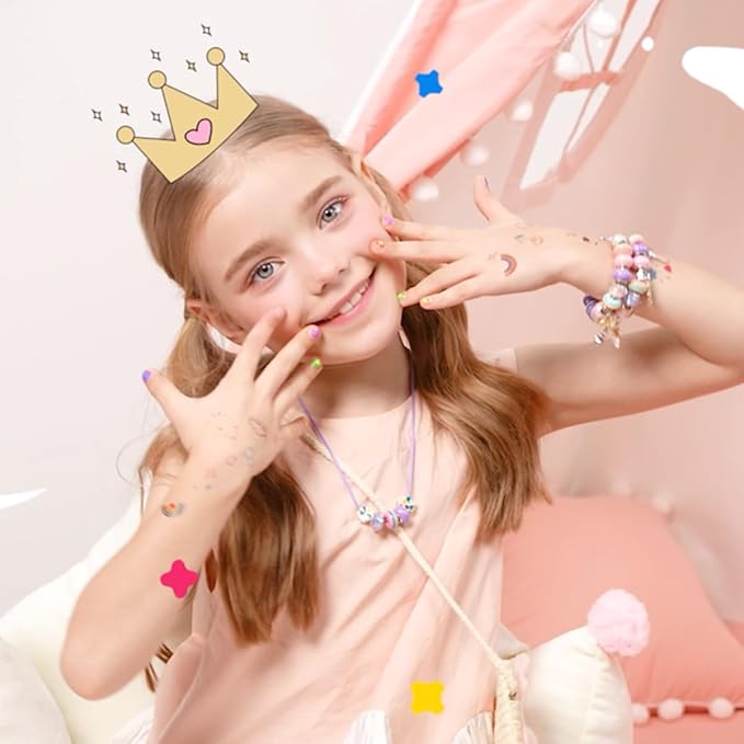 Kids Toys Bracelet Making Kit, Kid Make Up Kits for Kid Age 4-12 Jewelry Beads Toy Set, Preschool Toddler Girls Makeup Charms Set, Arts and Crafts for 4 5 6 7 8 9 10 11 12 Years Old Girl Birthday Gift