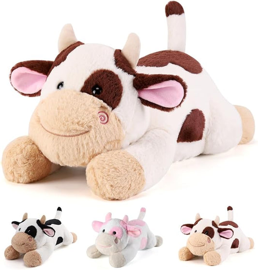 Cow Weighted Stuffed Animals - 22 Inch 4.5 Pounds Weighted Plushies Cow Stuffed Animals - Big Plush Pillow - Cute Plush Toys Gifts for Kids & Adults (22" 4.5 lbs Brown)