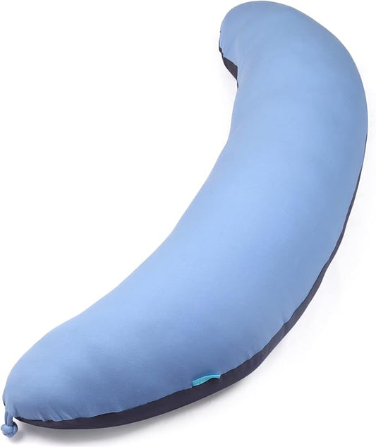 BYRIVER 43" Long C Shaped Body Pillow for Adults Men Women, Side Sleeper Pillow for Neck Shoulder Back Pain Relief, Cooling Post Sugery Pillow Pregnancy Pillow, Blue Black Washable Pillowcase (XL)