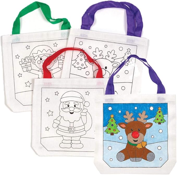 Baker Ross Ltd Christmas color In Fabric Bags, Festive Arts and Crafts (Pack of 3)