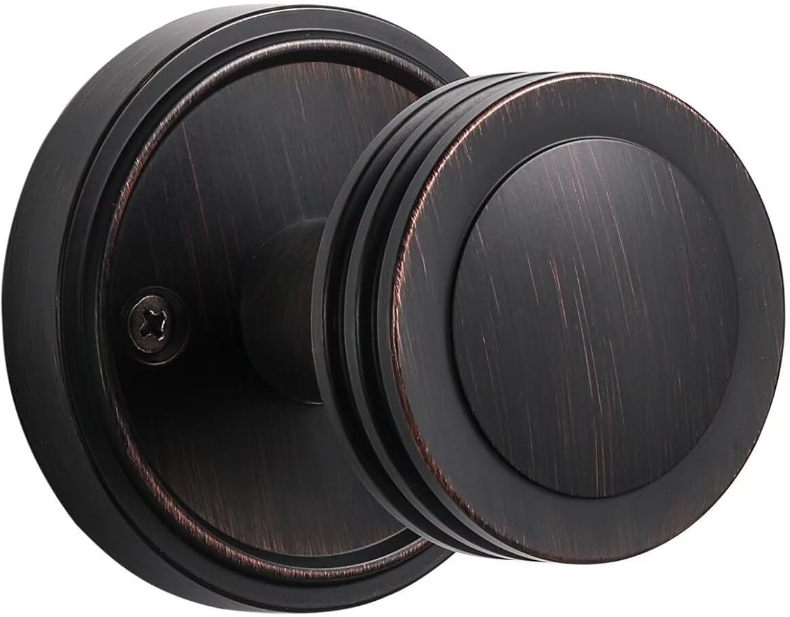 1 Pack Oil Rubbed Bronze Knob Passage Door Knobs Interior Door Knob for Hall and Closet Zinc Alloy