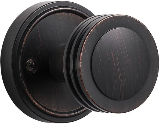 1 Pack Oil Rubbed Bronze Knob Passage Door Knobs Interior Door Knob for Hall and Closet Zinc Alloy