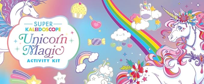Hinkler Super Kaleidoscope - Unicorn Magic Activity Kit - Fantasy Themed Coloring Book with Glitter Stationery and Stickers - Unicorn Keyring - Arts and Craft Kits for Kids Aged 6 to 8