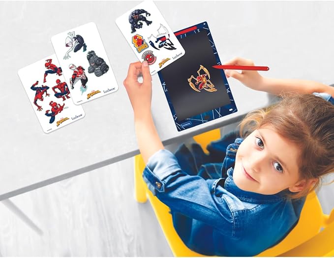 Lexibook, Spider-Man, Magic Slate, Artistic and Creative Toy for Girls and Boys, Multicoloured Drawings, 11" Screen, Includes 1 Stylus and 6 Stencils, Blue, CRT10SP