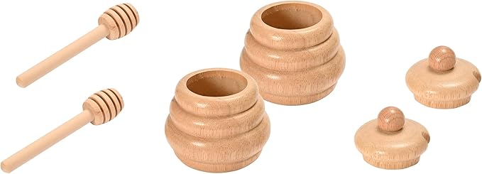 2pcs Wooden Beehive Toys with lid and Honey Stick, Sorting Stacking Toys for Toddlers Montessori Wooden Toy for Toddlers, Sensory Bin Toys for 3 4 5 Years Old