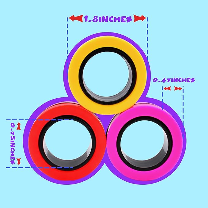 Cevioce 6 PCS Magnetic Ring Fidget Toys Set,Easter Basket Stuffers Finger Spinner Pack for Teens Adults and Kids,Coolest Magnet for ADHD Anxiety Relief Toy for 8+ Year Old Boys Valentine's Day Gifts