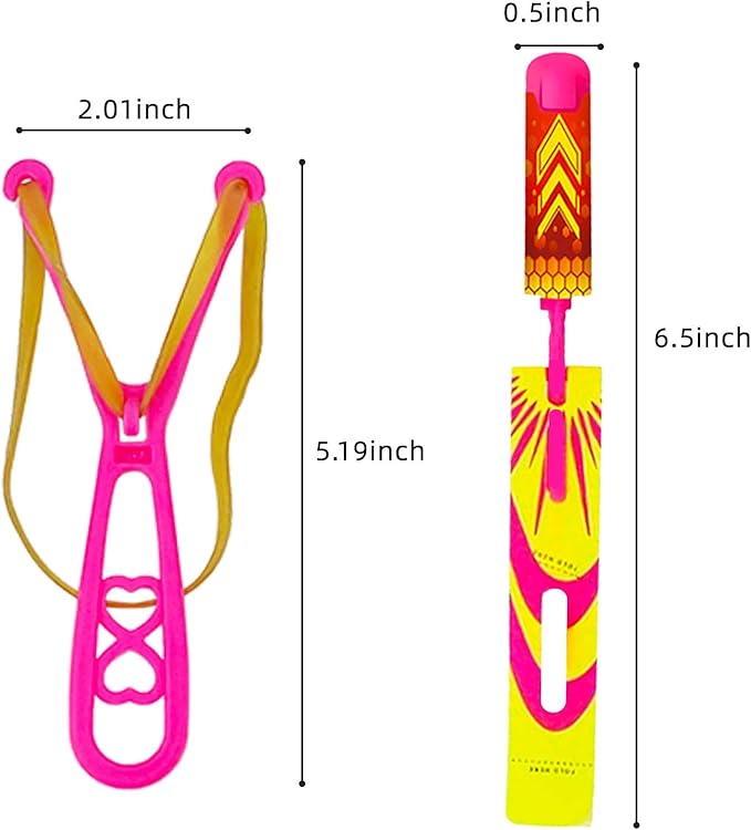 50 Pcs Slingshot Outdoor Toys,Glow in The Dark Party Supplies Toys Rocket with Launcher,Glow Sticks Easter Basket Stuffers Birthday Christmas Gifts Party Favors for Kids 4-8-12 Bulk Toys