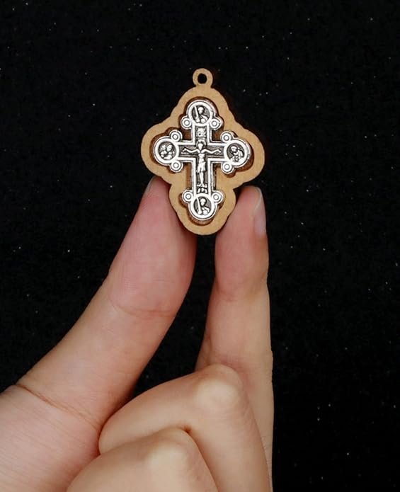 COTTVOTT Wooden Christian Jesus Cross/Orthodox Crucifix Charms Pendants for Rosary Necklace, DIY Jewelry Making Accessories Parts