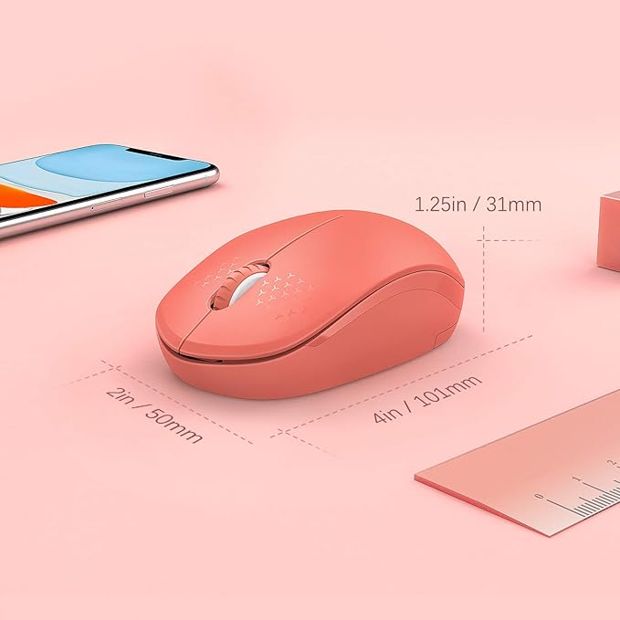 seenda Wireless Mouse, 2.4G Noiseless Mouse with USB Receiver Portable Computer Mice for PC, Tablet, Laptop, Notebook - Living Coral