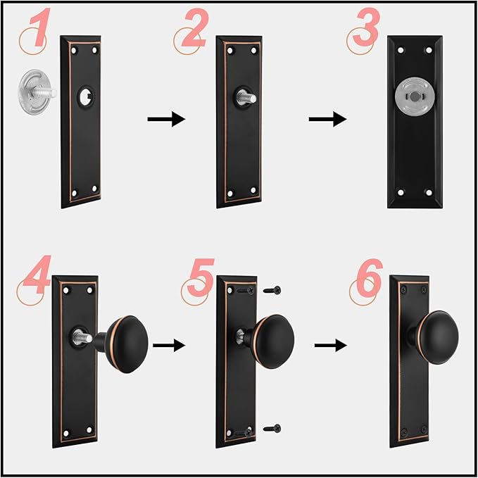 2 Pack Vintage Single Sided Dummy Door Knobs Interior, Antique Long Plate Dummy Door Knobs in Brushed Nickel