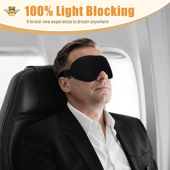 BEARWING 100% Light Blocking Sleep Mask Set, Only 0.73oz Light Comfortable 3D Contoured Memory Foam, Blink Freely Eye Masks for Sleep, Travel, Nap, for Women, Purple