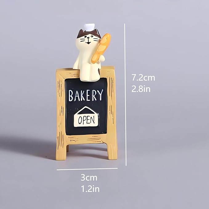 Miniature Cat Bakers Trinkets Set of 3, Cute Cat Figurines for Bakery, Funny Gifts for Cat Lovers or Baker, Car Dashboard Home Office Desk Decor