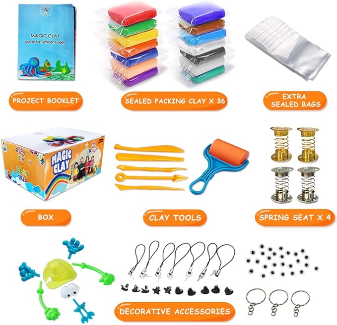 ESSENSON Modeling Clay Kit - 36 Colors Air Dry Magic Clay, DIY Molding Clay with Sculpting Tools, Kids Art Crafts Best Gift for Boys & Girls Age 3-12 Year Old