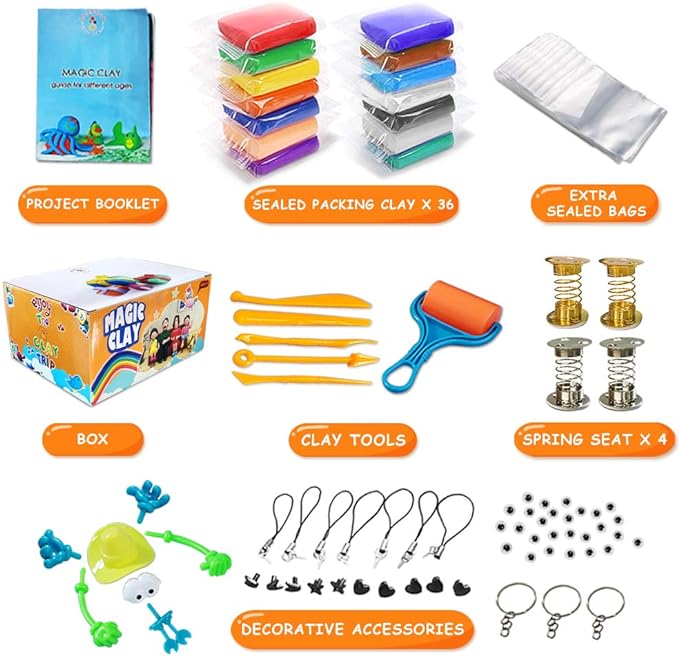 ESSENSON Modeling Clay Kit - 36 Colors Air Dry Magic Clay, DIY Molding Clay with Sculpting Tools, Kids Art Crafts Best Gift for Boys & Girls Age 3-12 Year Old