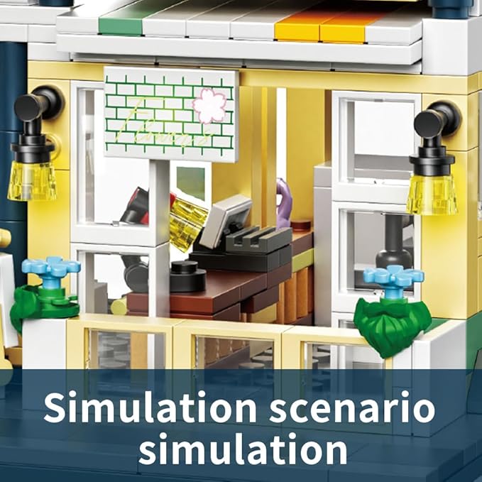 City Garden Hotel Building Blocks Sets with LED,998pcs Mini Bricks Toys Gift for Adult Kids Teen 14+ (Not Compatible with Lego)