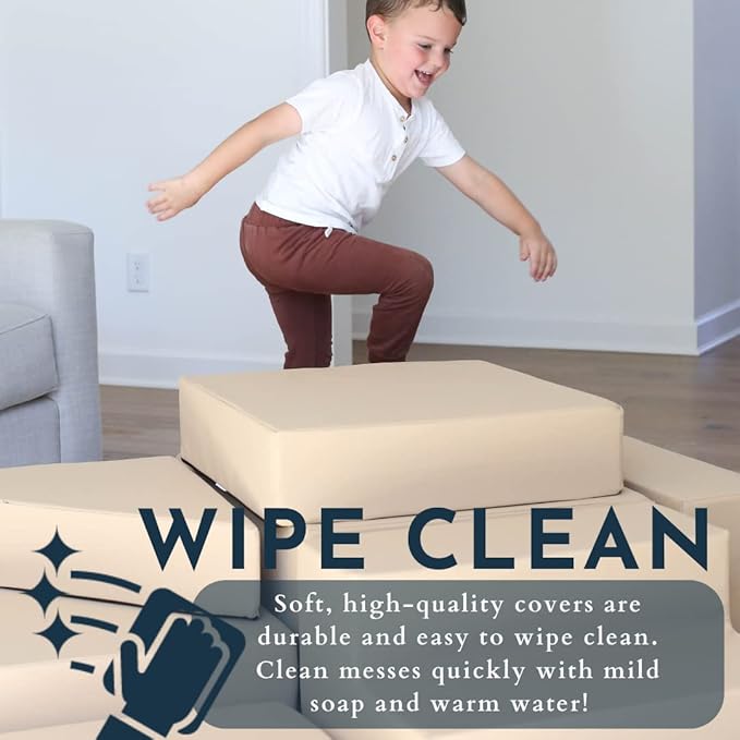 Foamnasium Wedge, Indoor Foam Playset, Soft Toddler and Active Kids Play Foam Wedge for Crawling, Climbing, Sliding and Jumping, Made in The US, Gull Grey