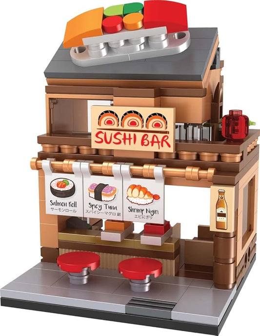 Brick Loot Mini City Sushi Cart Bar Toy Building Block Set, Custom Designed Model, for Adults & Kids Age 6+, 100% Compatible with Lego and Other Major Toy Building Block Brick Brands, 190 Pieces