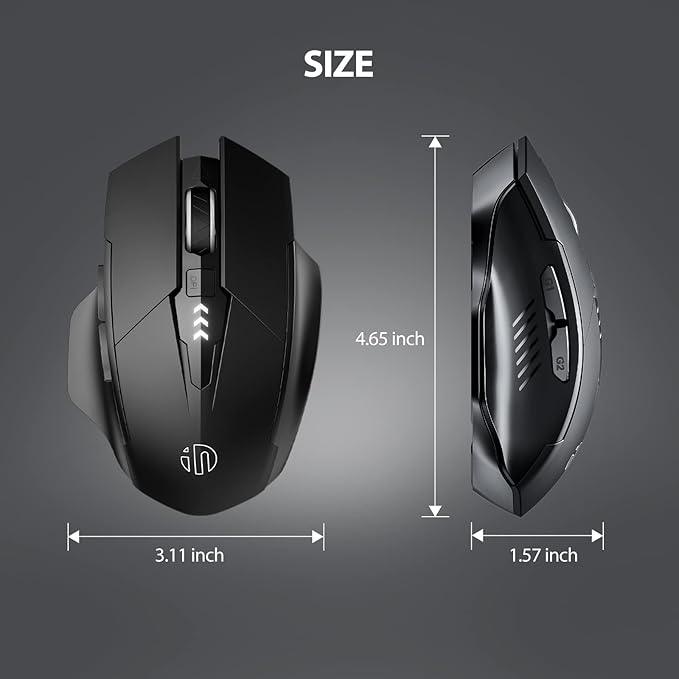 INPHIC Wireless Mouse for Laptop Rechargeable, Upgraded Visible Battery, 2400 DPI, Silent Ergonomic Computer Mice, Mac, PC etc.