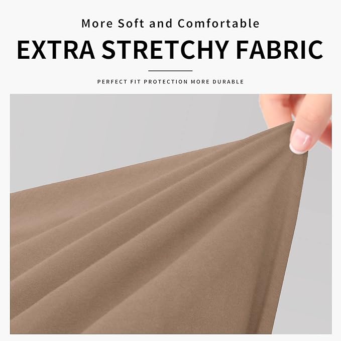 Easy-Going 100% Dual Waterproof Oversized Loveseat Cover Stretch Soft Couch Cover for Dogs, Sofa Slipcover for 2 Separate Cushion Couch Leakproof Furniture Protector for Kids, Pets Camel