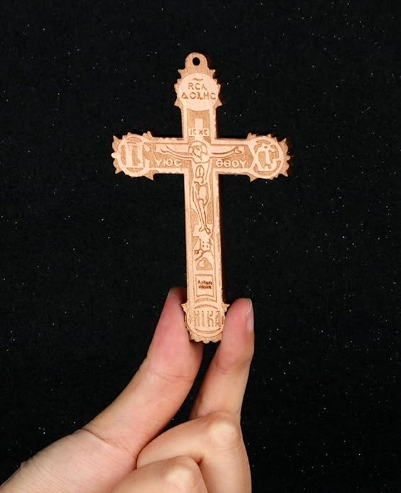 COTTVOTT Wooden Christian Jesus Cross/Orthodox Crucifix Charms Pendants for Rosary Necklace, DIY Jewelry Making Accessories Parts