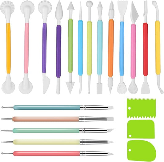 Aiyorse Clay Tools Kit, 21 PCS Polymer Clay Tools, Air Dry Clay Sculpting Tools, Pottery Tools Kit, for Kids, Adults, Pottery Craft, Dotting, Carving, Drawing, Molding, Modeling, Shaping