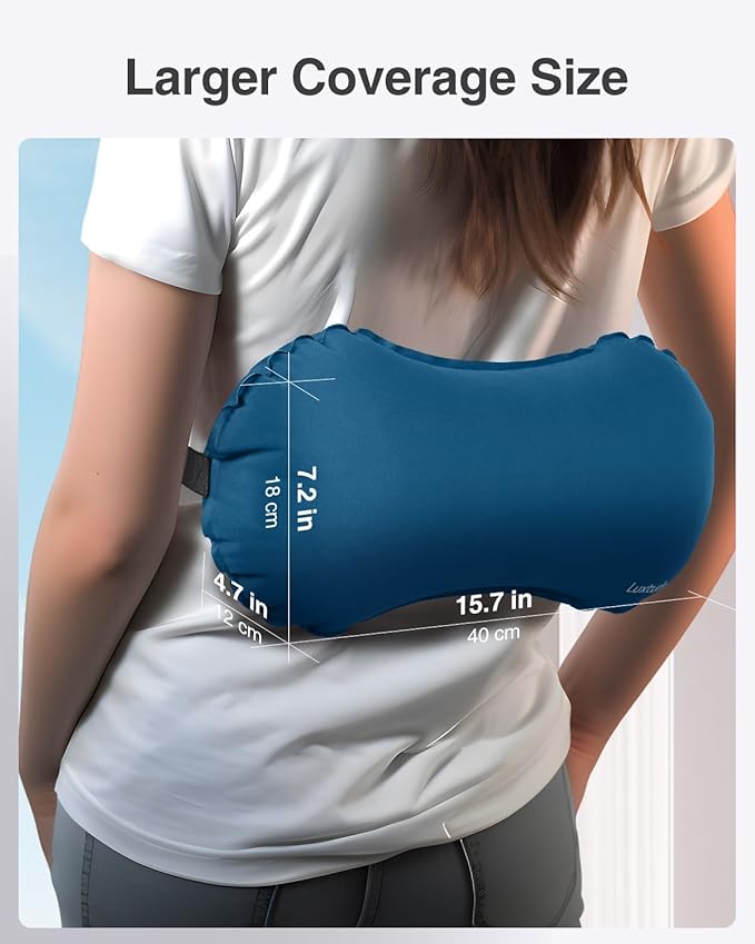 Luxtude Inflatable Lumbar Pillow for Airplane Travel, Lumbar Support Pillow for Office Chair/Car, Self-Inflating Travel Lumbar Pillow Back Support, Lower Back Pillow for Reducing Lumbar Pain