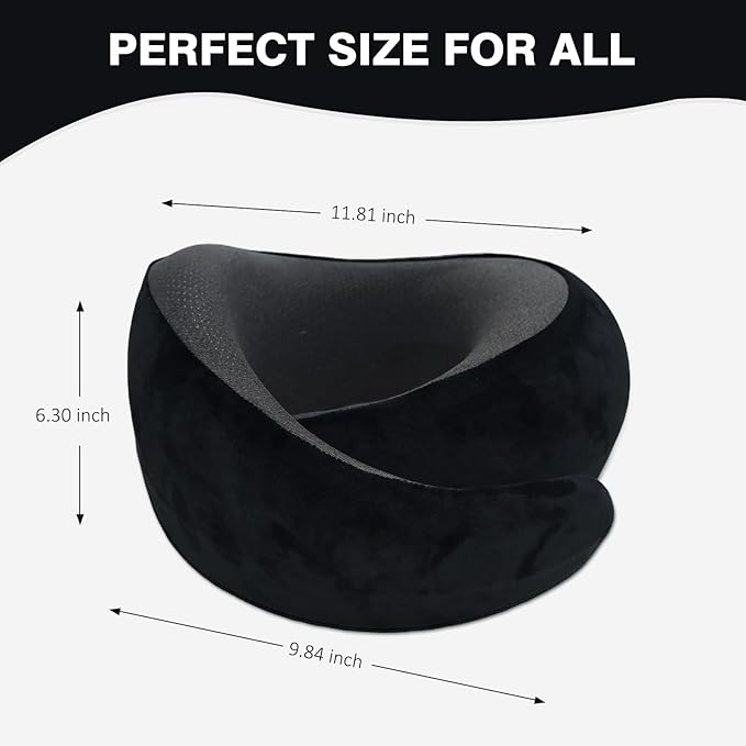 VITANECKART Snail Flexible Neck Pillow, Premium Memory Foam Travel Pillow, 360°Ergonomic Design, Asymmetrical Sides, Suitable for Flight, Car, Office, Washable Pillowcase (Black)
