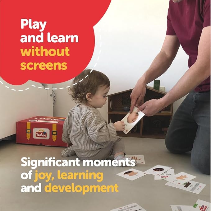 Tool-be Bilingual Flash Cards for Babies and Toddlers, with 35 Real Photos of Body Parts, Spanish-English Educational Toys, Sight Words Flash Cards, Ages 6 Months to 6 Years