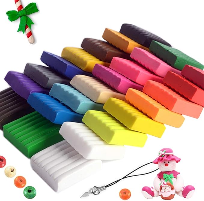 CiaraQ Polymer Clay-Oven Baked Modeling Clay with Sculpting Tools, 24 Colors, 1.2 lbs, Great for Children and Artists.