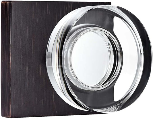 coolnews Glass Door Knobs Interior, Privacy Bathroom Bedroom Crystal Door Knobs with Lock, Oil Rubbed Bronze Door Knob