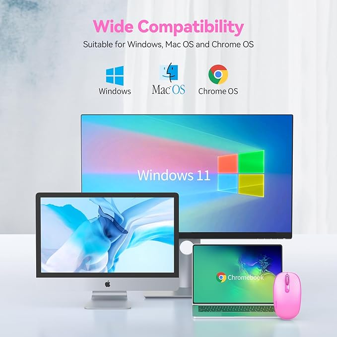 TECKNET Wireless Mouse for Laptop, 2.4G Quiet Computer Mouse with USB Receiver, 4 Buttons Portable Cordless Mice for Chromebook, Laptop, PC, Mac, 800/1200/1600 DPI