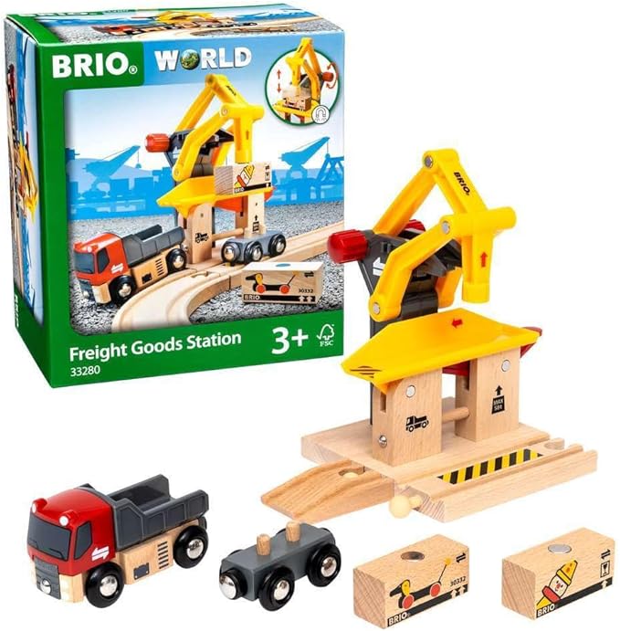 BRIO World - 33280 Freight Goods Station | Versatile Toy Train Set for Kids | Interactive Play | Sustainable Wood Construction | Ideal for Toddlers Aged 3 and Up
