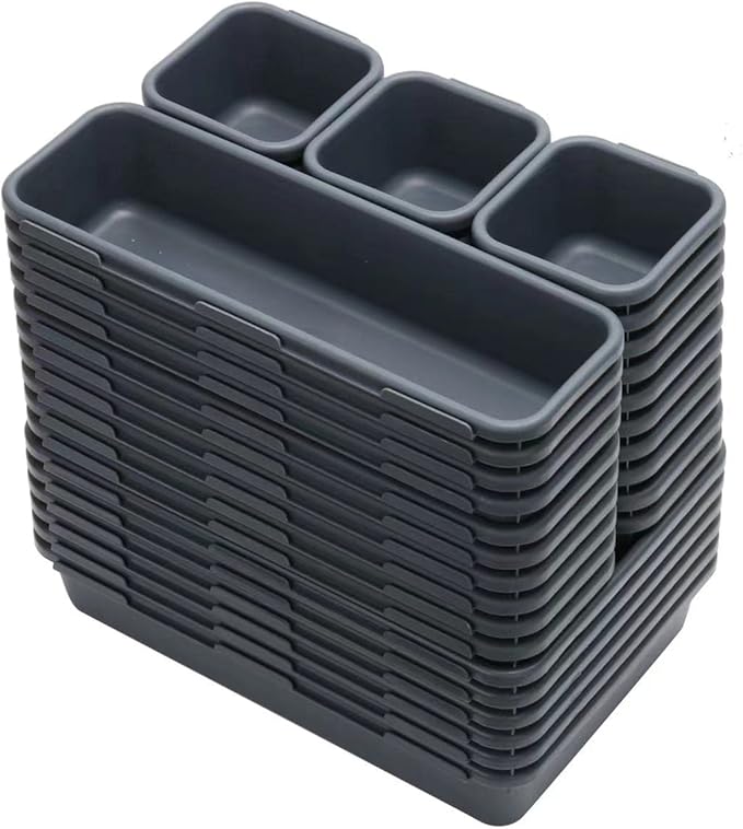 KeFanta 42 Pack Tool Box Organizer Tool Tray Dividers, Rolling Tool Chest Cart Cabinet Workbench Desk Drawer Organization and Storage for Hardware, Parts, Screws, Nuts, Small Tools Organization(Grey)