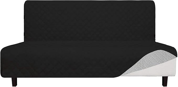 Easy-Going Sofa Slipcover Futon Cover Waterproof Couch Cover Furniture Protector Cover Pets Covers Whole Fabric No Stitching Non-Slip Fabric Pets Kids Children Dog Cat (Futon, Black)