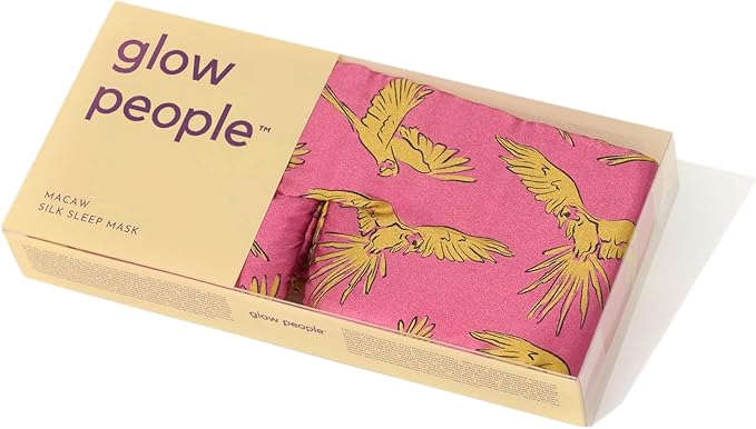 Glow People Silk Sleep Mask – 100% Mulberry Silk Eye Mask for Sleeping, Total Blackout, Cloud-Soft and Adjustable for Beauty Sleep and Travel - Macaw