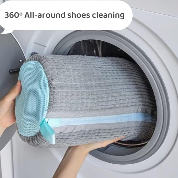 2 Pcs Shoe Washing Machine Bag Reusable Laundry Shoe Bag for Washer and Dryer Durable Shoe Bags for Traveling Tennis Sneaker Shoe Washing Bag ，Grey 2PCS