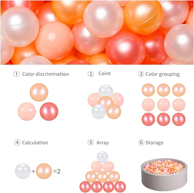 GOGOSO Ball Pit Balls for Toddles, Kids Plastic Balls for BallPit, Pool, Baby Party Accessories, Birthday Decoration 50 100 200 500 1000