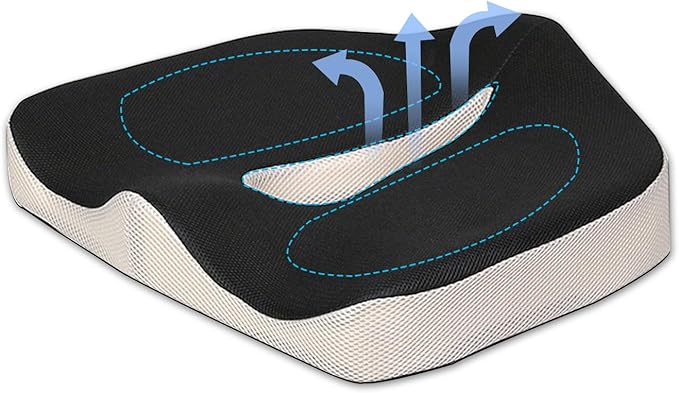 Seat Cushion for Tailbone Pain Relief, Memory Foam Coccyx Cushion for Office Chair & Car, Ergonomic Chair Pad with Non-Slip Cover & Handle, Sciatica Relief for Gaming Chair, Wheelchai