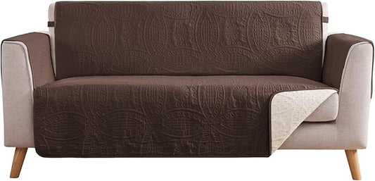 Soft Couch Cover 2 Cushion Sofa, Water-Repellent Sofa Slipcovers for Loveseat, Machine Washable Love Seat Quilted Couch Covers, Pet Friendly Loveseat Slipcovers (Loveseat 56", Chocolate)