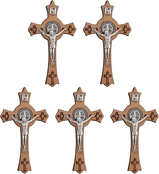 COTTVOTT Wooden Christian Jesus Cross/Orthodox Crucifix Charms Pendants for Rosary Necklace, DIY Jewelry Making Accessories Parts