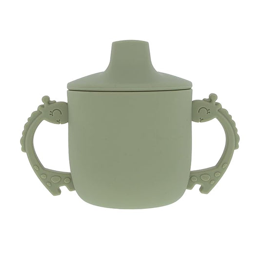 Nuby Animal Friends Silicone Sippy Cup - Toddler Cup with Two Handles - 6+ Months - Green Giraffe