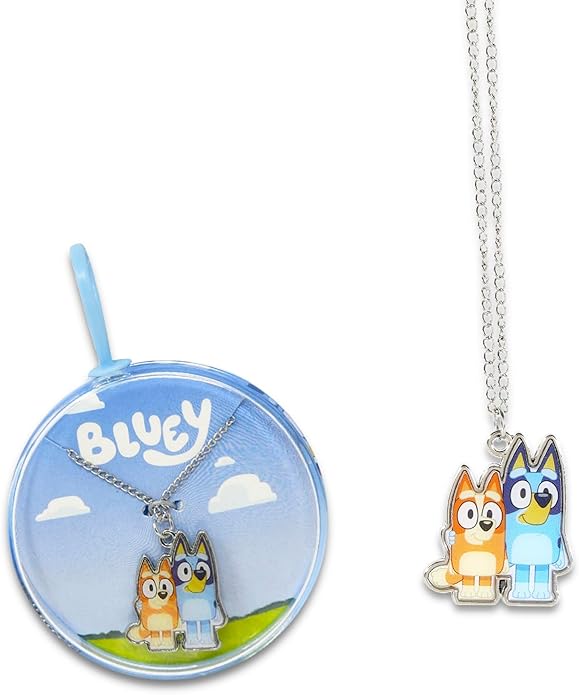 Bluey Jewelry Set for Girls - Bluey Dress Up Accessories Bundle with Necklace, Charm Bracelet, Stickers, and More | Bluey Necklace and Bracelet Set for Kids