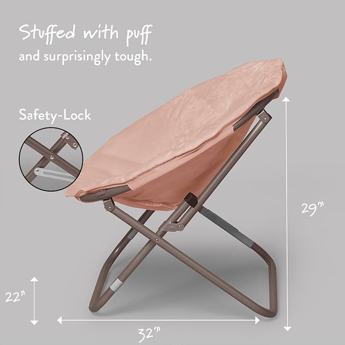 Urban Lifestyle Faux Fur Saucer Chair with Metal Frame, One Size, Blush