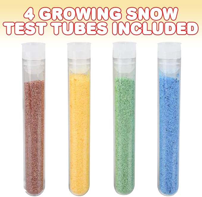 ArtCreativity Growing Snow Crystal Test Tubes, Set of 4, Science Kit for Kids, Snow Experiment Set, Educational STEM Toys for Boys and Girls, Unique Birthday Party Favors for Children