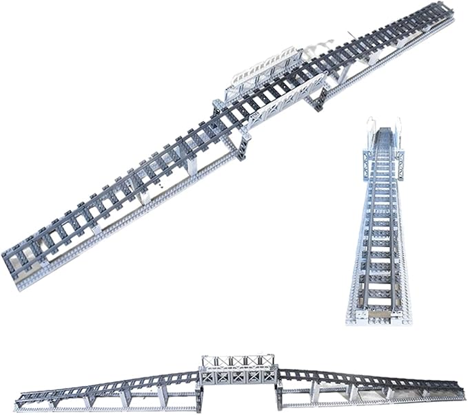 202 Pcs City Train Tracks Building Block Set Compatible with Lego,Train Tracks Accessories Set,Train Track Bridge Uphill and Downhill Set